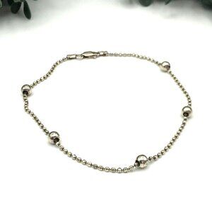 Sterling Silver Ball Bead Anklet Bracelet With Lobster Clasp